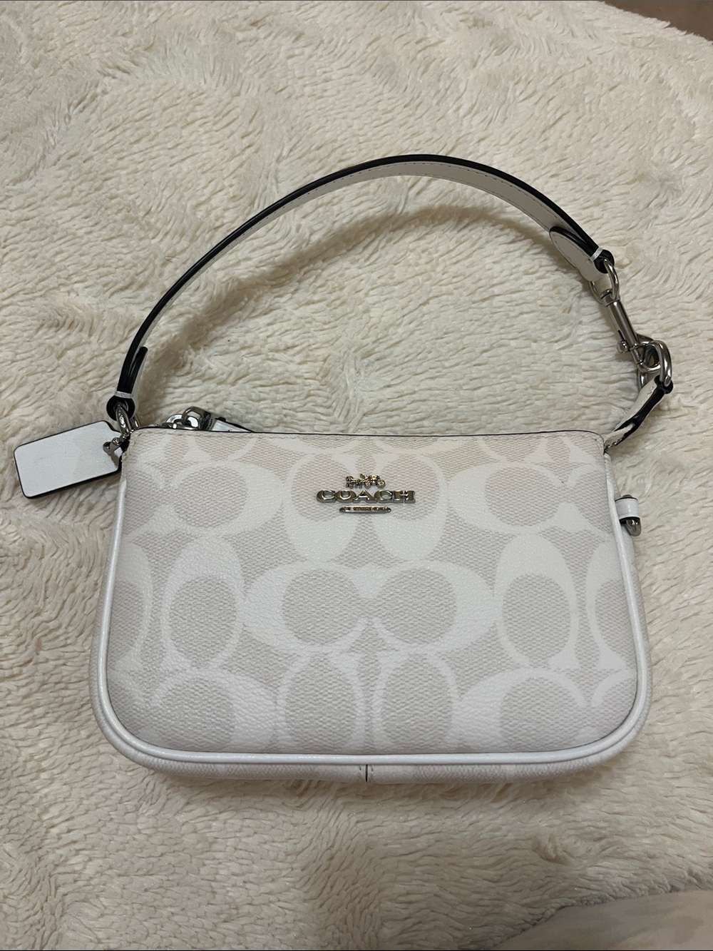Coach Cream/White Signature Mini Shoulder Bag